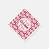 Christmas Bulbs w/ Snowy Font Red & White スタンダードカクテルナプキン (角)