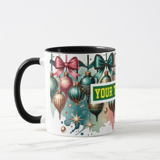 Christmas Bulbs Watercolour Coffee Mug マグカップ (左)