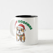 Christmas Bulldog Mug: Merry Woofmas ツートーンマグカップ (正面左)