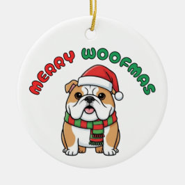 Christmas Bulldog Ornament: Merry Woofmas セラミックオーナメント