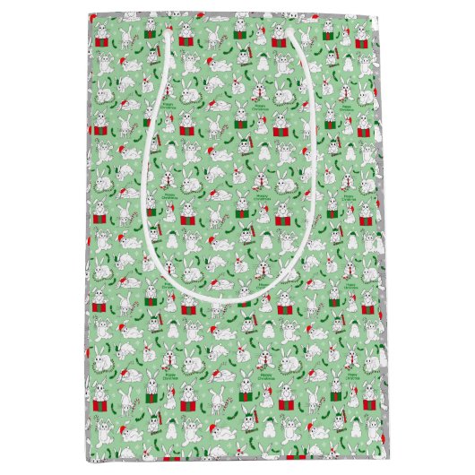 Christmas Bunnies ミディアムペーパーバッグ (正面)