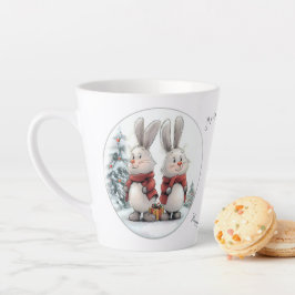 Christmas Bunny and gift, personalized  カフェラテマグ