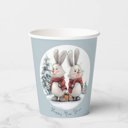 Christmas Bunny and gift, personalized  紙コップ (裏面)