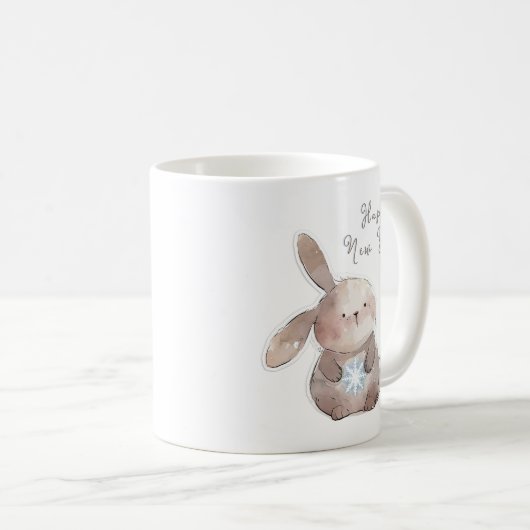 Christmas Bunny and Snowflake, personalized コーヒーマグカップ (正面右)