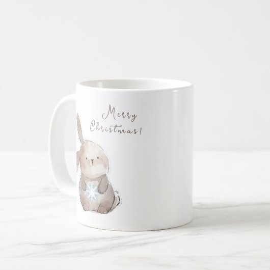 Christmas Bunny and Snowflake, personalized コーヒーマグカップ (正面左)
