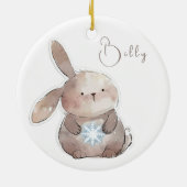 Christmas Bunny and Snowflake, personalized セラミックオーナメント (裏面)