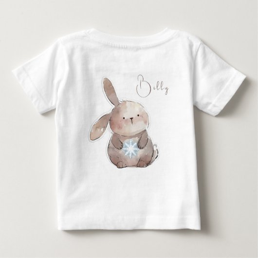 Christmas Bunny and Snowflake, personalized ベビーTシャツ (裏面)