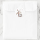 Christmas Bunny and Snowflake, personalized ラウンドシール (バッグ)