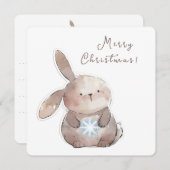 Christmas Bunny and Snowflake, personalized 招待状 (正面/裏面)