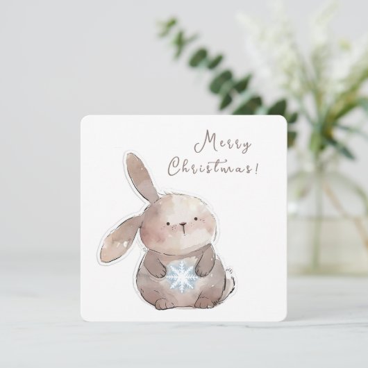 Christmas Bunny and Snowflake, personalized 招待状 (スタンド正面)