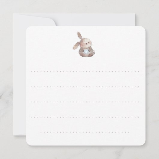 Christmas Bunny and Snowflake, personalized 招待状 (裏面)