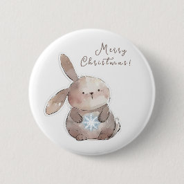 Christmas Bunny and Snowflake, personalized 缶バッジ