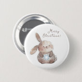Christmas Bunny and Snowflake, personalized 缶バッジ (正面&裏面)