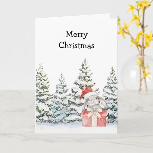 Christmas Bunny in a Box カード (黄色い花)