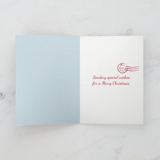 Christmas Bunny Rabbit Nibbling On a Candy Cane カード (内部)