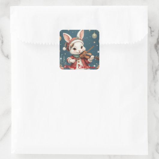 Christmas Bunny Sticker スクエアシール (バッグ)