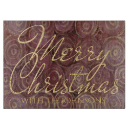 Christmas Burgundy and Gold Swirls カッティングボード