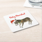 Christmas Burro Feliz Navidadカスタマイズ スクエアペーパーコースター (アングル)