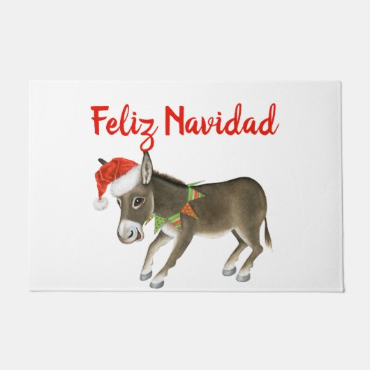 Christmas Burro Feliz Navidadカスタマイズ ドアマット (正面)