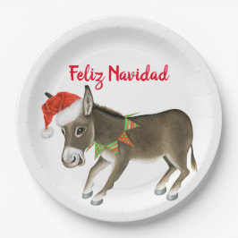 Christmas Burro Feliz Navidadカスタマイズ ペーパープレート
