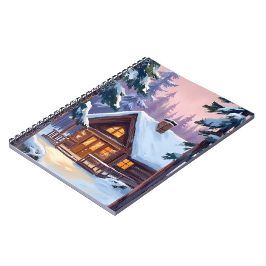 Christmas Cabin | Forest Winter Snow ノートブック (左側)