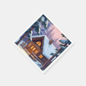 Christmas Cabin Forest Winter Snow Holiday スタンダードカクテルナプキン (角)