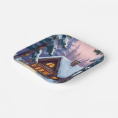 Christmas Cabin Forest Winter Snow Holiday ペーパープレート (傾斜あり)