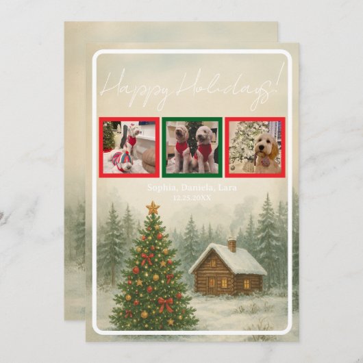 Christmas Cabin Holiday 招待状 (正面/裏面)