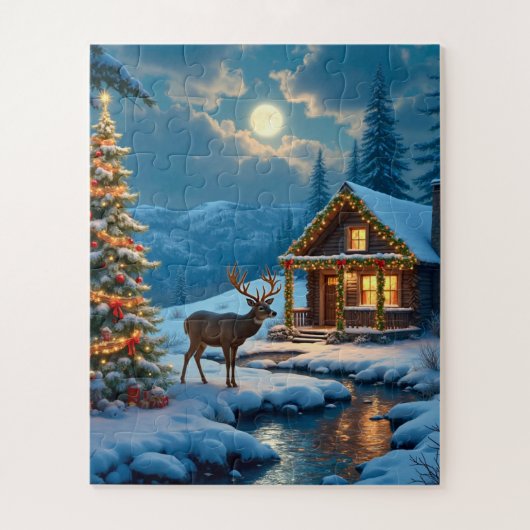  Christmas cabin snow art jigsaw puzzle ジグソーパズル (縦)