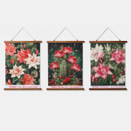 Christmas Cactus Wall Tapestry Bloom Bright Shine 吊り下げ型タペストリー