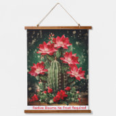 Christmas Cactus Wall Tapestry Bloom Bright Shine 吊り下げ型タペストリー (正面2)