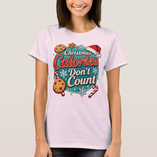 Christmas Calories Don’t Count Funny Santa Claus  Tシャツ (正面)