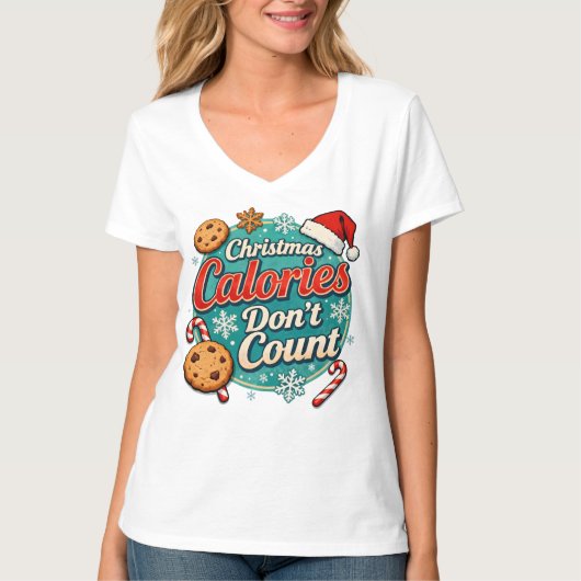 Christmas Calories Don’t Count Funny Santa Claus  Tシャツ (正面)