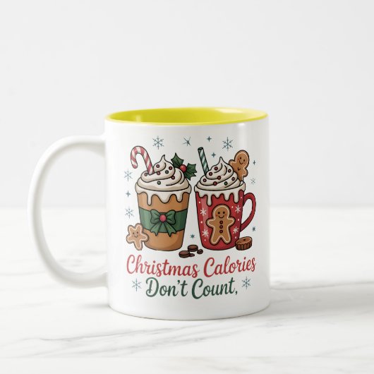 christmas calories don't count mug design ツートーンマグカップ (左)