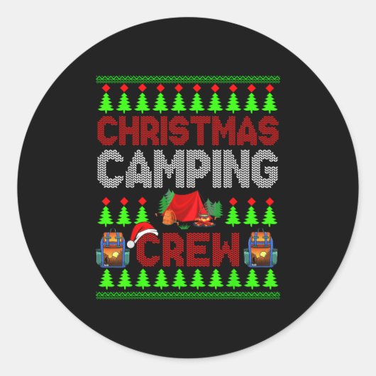 Christmas Camng Crew Xmas Sweater Santa Camper Cam ラウンドシール (正面)
