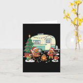 Christmas Camng Gingerbread Campfire Tree Santa Ha カード (黄色い花)