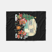 Christmas Camng Gingerbread Campfire Tree Santa Ha フリースブランケット (正面(横))