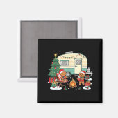 Christmas Camng Gingerbread Campfire Tree Santa Ha マグネット (正面/裏面)