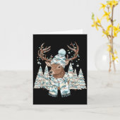 Christmas Camo Hunting Reindeer Pajamas With Deer  カード (黄色い花)