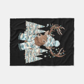 Christmas Camo Hunting Reindeer Pajamas With Deer  フリースブランケット (正面(横))