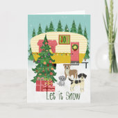 Christmas Camper and Dogs Let it Snow カード (正面)