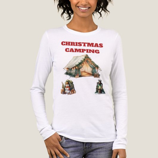 Christmas Camping Tri-Blend Long Sleeve Tee – トライブレンドTシャツ (正面)