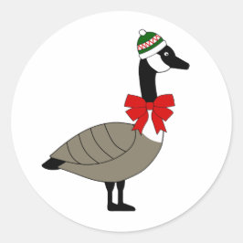 Christmas Canadian Goose Stickers ラウンドシール