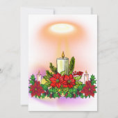Christmas Candle Card with Poinsettia 招待状 (正面)