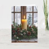 Christmas Candle In a Pine Centerpiece カード (正面)