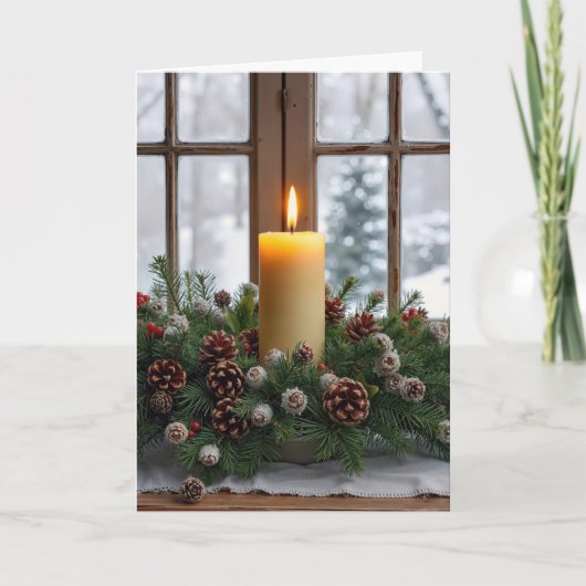 Christmas Candle In a Pine Centerpiece カード (正面)