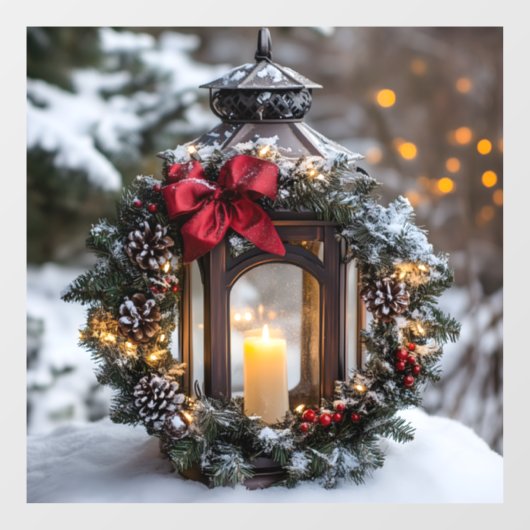 Christmas Candle Lantern ウィンドウサイン (シート)