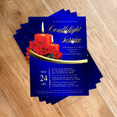 Christmas Candlelight Poinsettia Blue Church チラシ