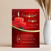 Christmas Candlelight Poinsettia Red Church チラシ