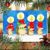 Christmas Candles Hedgheogs Greeting  カード